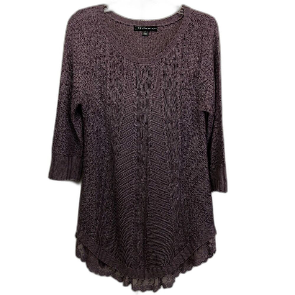 United States Sweaters Womens Size Medium Purple  Pullover Cable Knit Sweater M